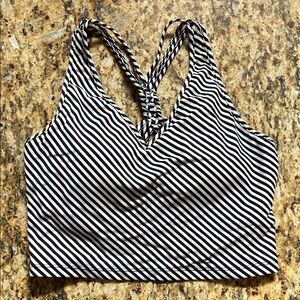 Striped Black and White Strappy Crop Top